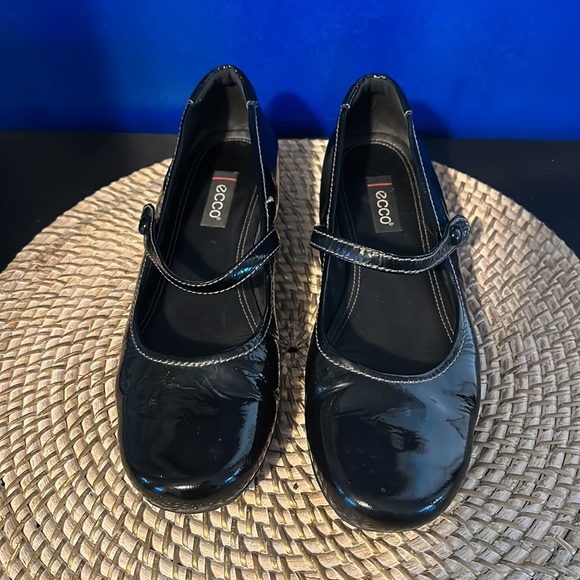 Ecco Shoes Womens Ecco Black Leather Mary Jane Loafer Slip On